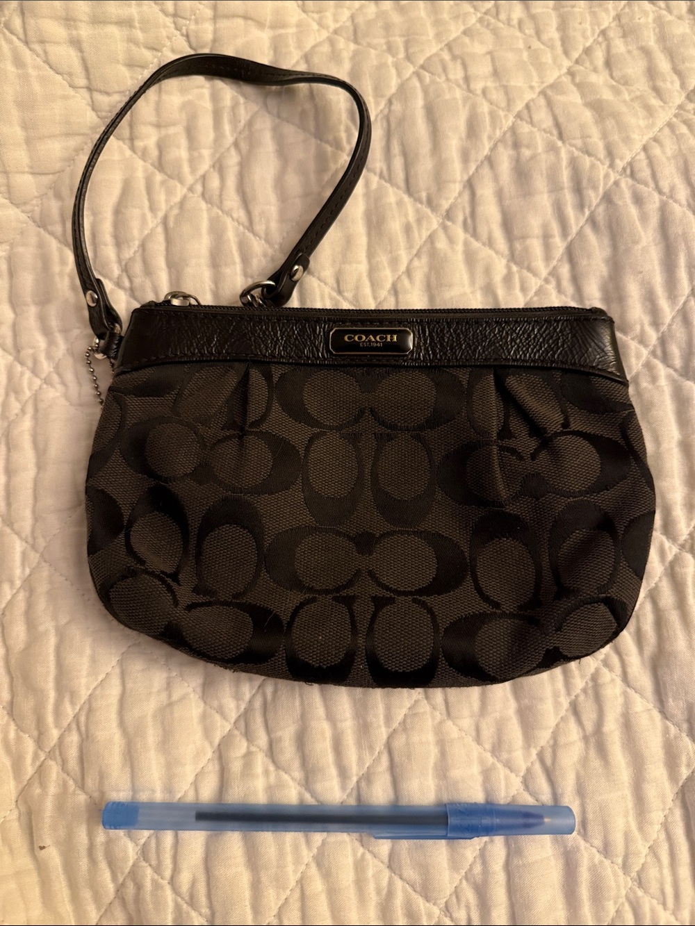 Coach Black Signature Canvas Wristlet